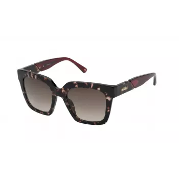 Óculos de sol para mulher Nina Ricci SNR3185201GQ - armação de acetato preta com lentes degradê cinzentas, 52 mm