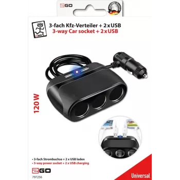 2GO 797256 Carregador de automóvel para dispositivos móveis, preto