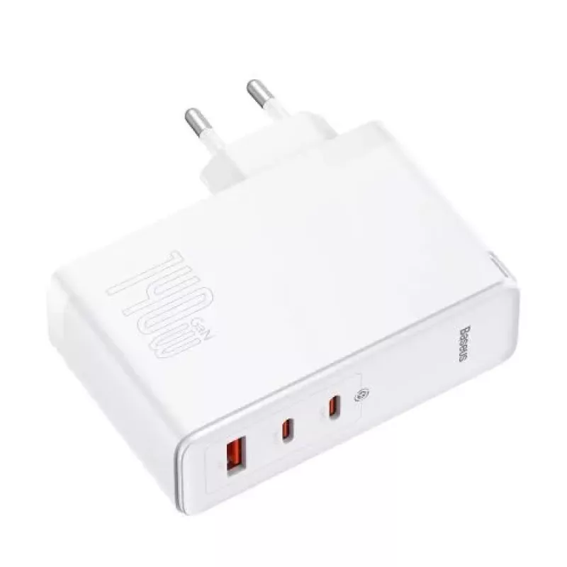 Carregador de viagem Baseus GaN5 Pro carregador de parede rápido, C+C+U, 140W, branco, ficha EU (CCGP100202)