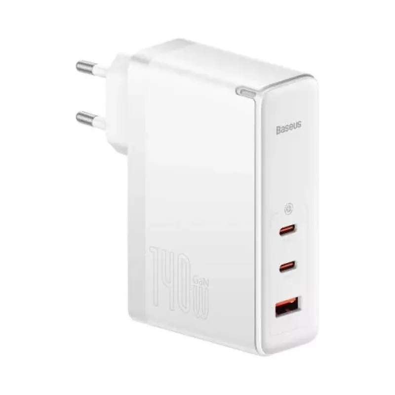 Carregador de viagem Baseus GaN5 Pro carregador de parede rápido, C+C+U, 140W, branco, ficha EU (CCGP100202)