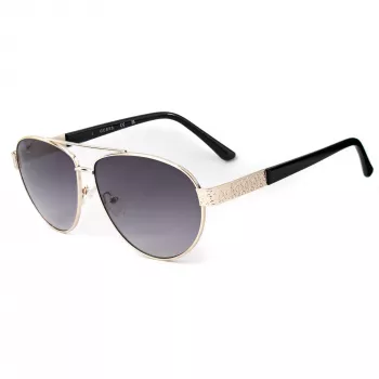 Óculos de sol unissexo Guess GF0414-6032B quadrados, armação preta brilhante, lente castanha degradê, 60/12/140 mm