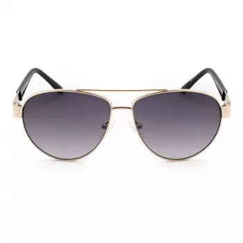 Óculos de sol unissexo Guess GF0414-6032B quadrados, armação preta brilhante, lente castanha degradê, 60/12/140 mm