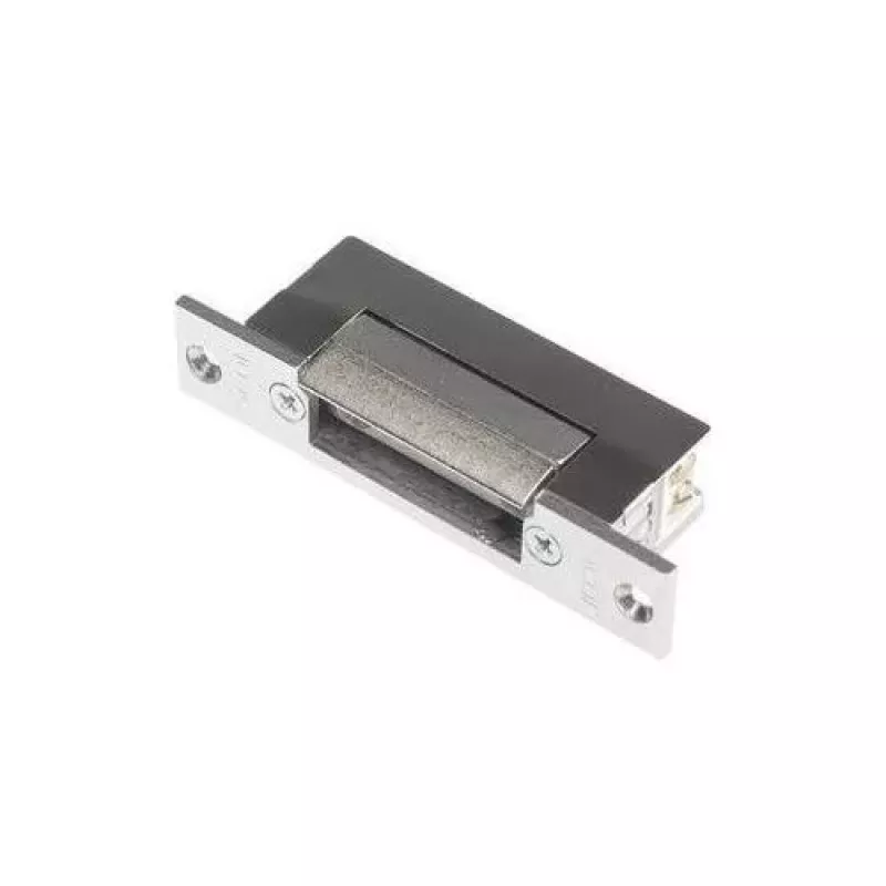 SCOT ES-S12AC/DC-B PROFI fechadura elétrica simétrica com trinco, 12V AC/DC, Fail-Secure, força de retenção de 3000N, cinzento/prateado