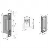 SCOT ES-S12AC/DC-B PROFI fechadura elétrica simétrica com trinco, 12V AC/DC, Fail-Secure, força de retenção de 3000N, cinzento/prateado