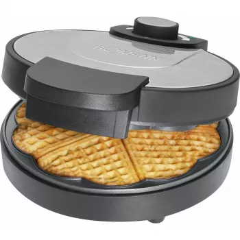 Bomann WA 1365 CB máquina de waffles 1000 W formato coração antiaderente preto/aço inoxidável