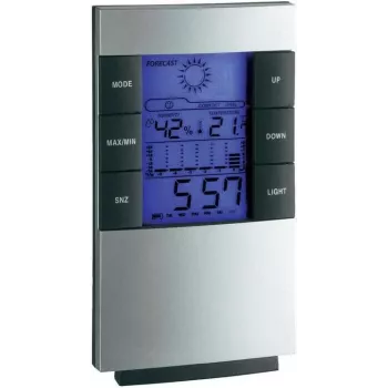 TFA 35.1087 estação meteorológica eletrónica com sensor exterior sem fios, ecrã LCD, relógio radiofónico, previsão do tempo, fase da lua, despertador