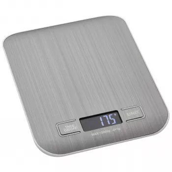 TFA Dostmann AMARETTI balança de cozinha digital, capacidade de 10 kg, precisão de 1 g, prateada (50.2004.54)