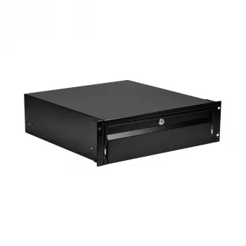 EFB-Elektronik gaveta de teclado/documentos 19 polegadas 3U, com fechadura, RAL 9005 preto profundo