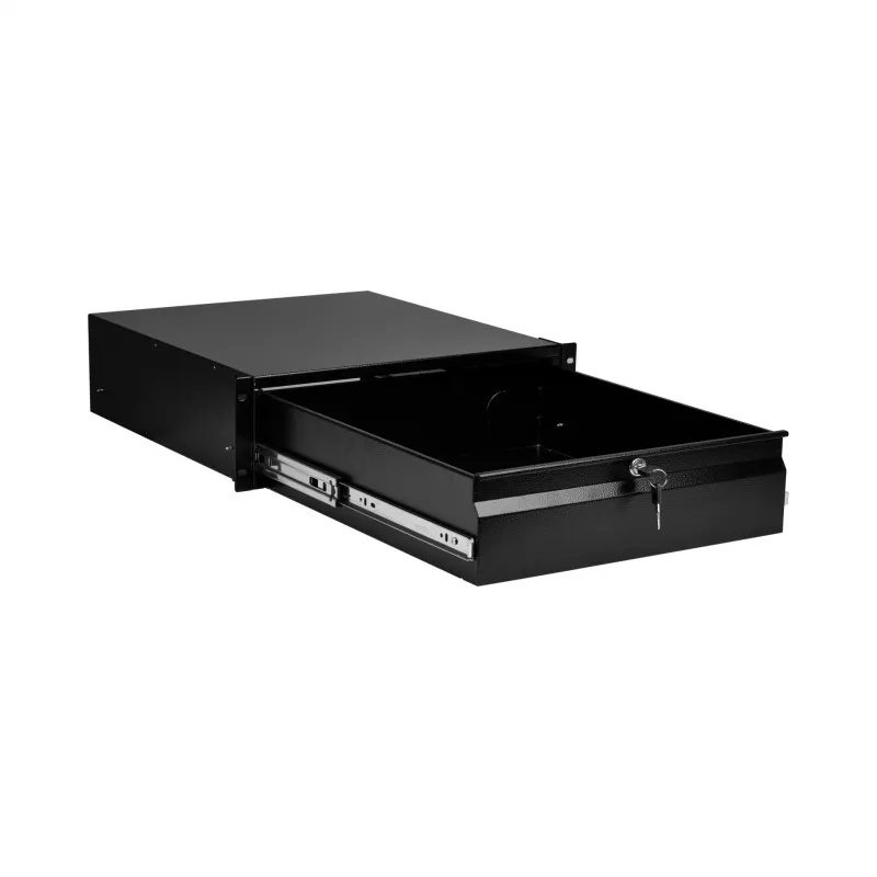 EFB-Elektronik gaveta de teclado/documentos 19 polegadas 3U, com fechadura, RAL 9005 preto profundo
