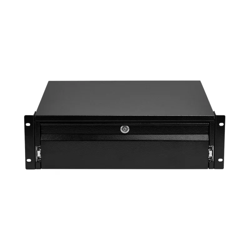 EFB-Elektronik gaveta de teclado/documentos 19 polegadas 3U, com fechadura, RAL 9005 preto profundo