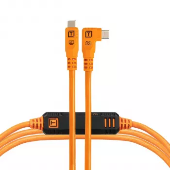 Tether Tools TetherPro USB-C Optima 10G em ângulo reto laranja 4,6m