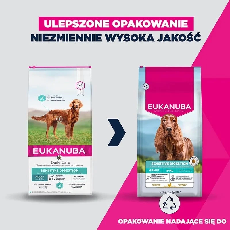 Ração seca Eukanuba Special Care Sensitive Digestion para cães adultos de raças pequenas e médias, cordeiro e arroz, 12 kg