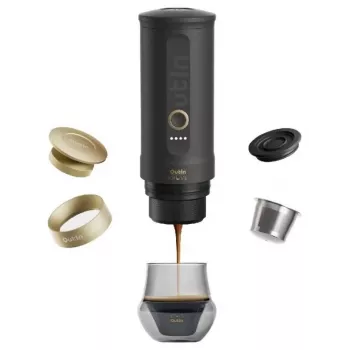 Conjunto de presente de cafeteira de espresso portátil OutIn Nano x Kruve preto/dourado