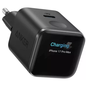Carregador Anker Nano 45W GaN USB-C com ActiveShield 5.0, sensor tátil, Smart Display, preto