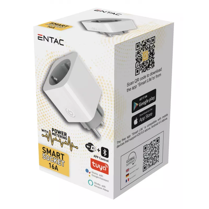 ENTAC Tomada Inteligente WiFi com Monitorização de Energia Branco