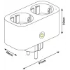 ENTAC Adaptador de Tomada Dupla Inteligente WiFi ES-DSA-WIBLE, Branco, 2 Tomadas, 3680 W