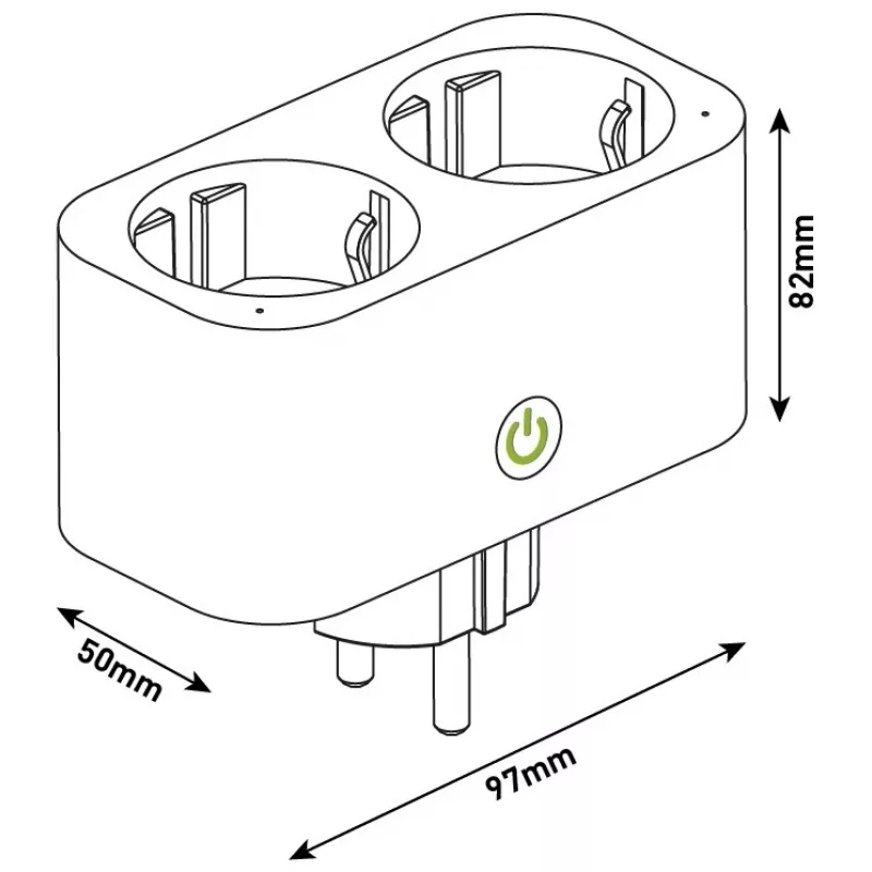 ENTAC Adaptador de Tomada Dupla Inteligente WiFi ES-DSA-WIBLE, Branco, 2 Tomadas, 3680 W