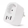 ENTAC Ficha Inteligente WiFi 1x Schuko com 2x USB-A e 1x USB-C, Branco