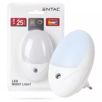 ENTAC Luz de Presença 0,5W Oval Branco Frio Branco Sensor Crepuscular