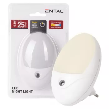 ENTAC Luz de Presença LED 0,5W Oval Branco Quente com Sensor Crepuscular
