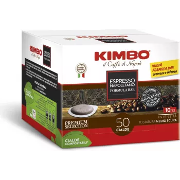 Kimbo NAPOLETANO 44mm ESE Pads 50 pods x 7g café moído torra escura