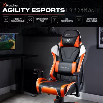 Cadeira de gaming X Rocker Agility eSports - preto/laranja