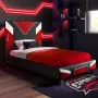 XROCKER cama de solteiro Gaming & Racing 90x190cm vermelha couro sintético