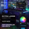 Secretária de gaming X Rocker Lumio XL RGB com iluminação RGB e tapete de rato, 140 cm