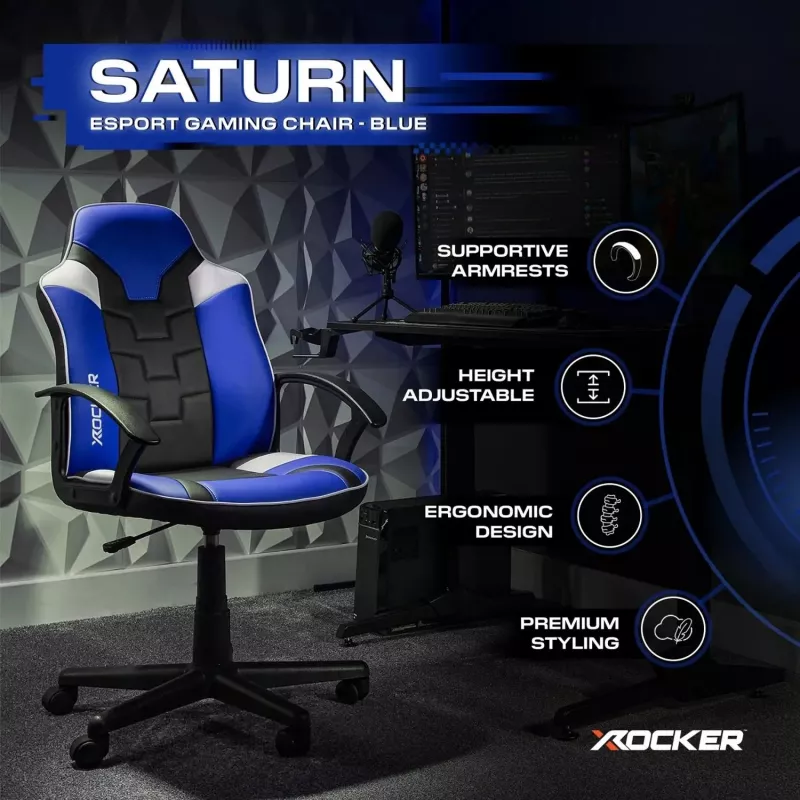 Cadeira de secretária de gaming X Rocker Saturn para crianças e jovens - azul
