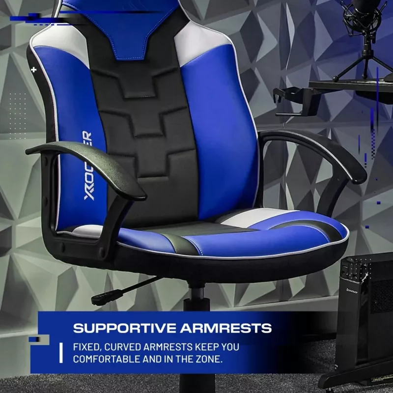 Cadeira de secretária de gaming X Rocker Saturn para crianças e jovens - azul