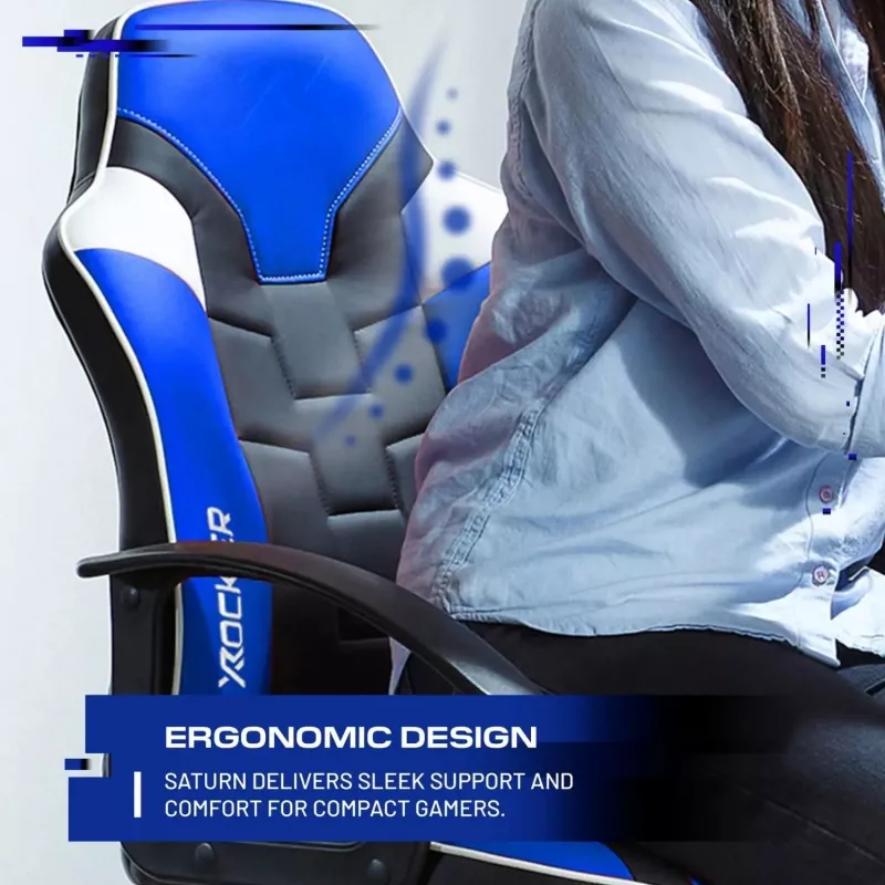 Cadeira de secretária de gaming X Rocker Saturn para crianças e jovens - azul