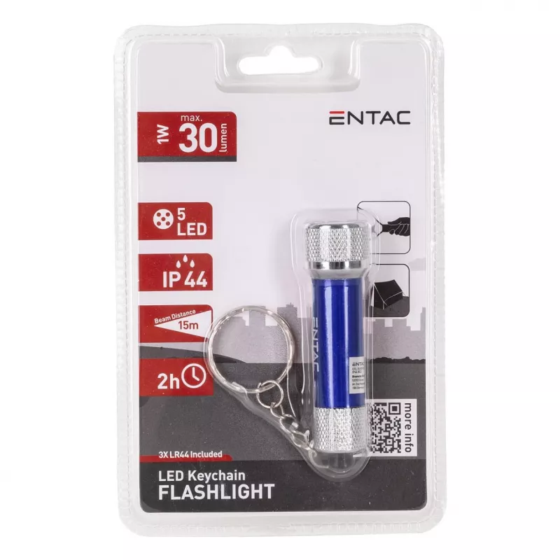 ENTAC Lanterna de chaveiro 5 LED Azul