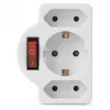 ENTAC Adaptador de tomada de parede 2x Euro 1x Schuko com interruptor Branco