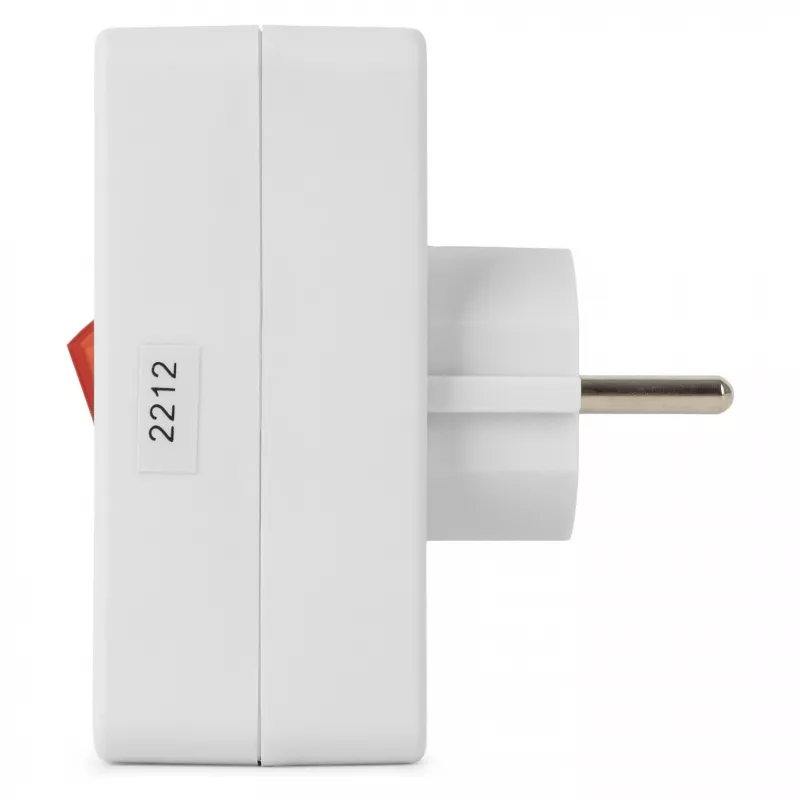 ENTAC Adaptador de tomada de parede 2x Euro 1x Schuko com interruptor Branco