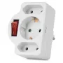 ENTAC Adaptador de tomada de parede 2x Euro 1x Schuko com interruptor Branco