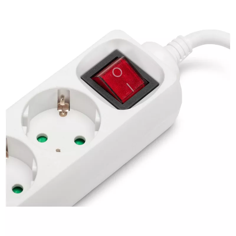 ENTAC Régua de tomadas 3 tomadas com USB 1,5m Interruptor Branco