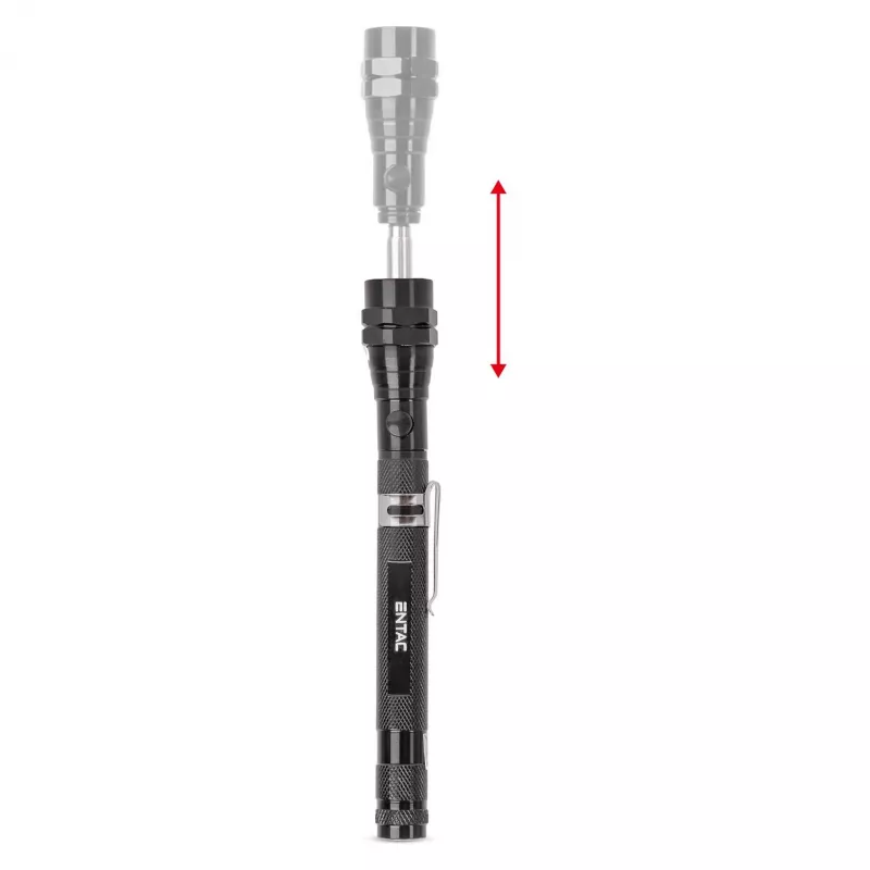 ENTAC EFL-1W-FLEX-ALU Lanterna LED 1W com pescoço telescópico, Alumínio, Preto