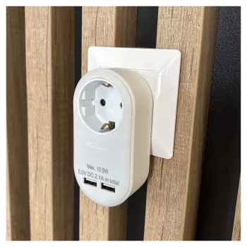 ENTAC Adaptador de tomada com 2x USB-A Branco
