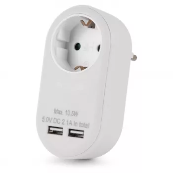 ENTAC Adaptador de tomada com 2x USB-A Branco