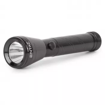 Lanterna LED ENTAC 1W alumínio preta pilha AA