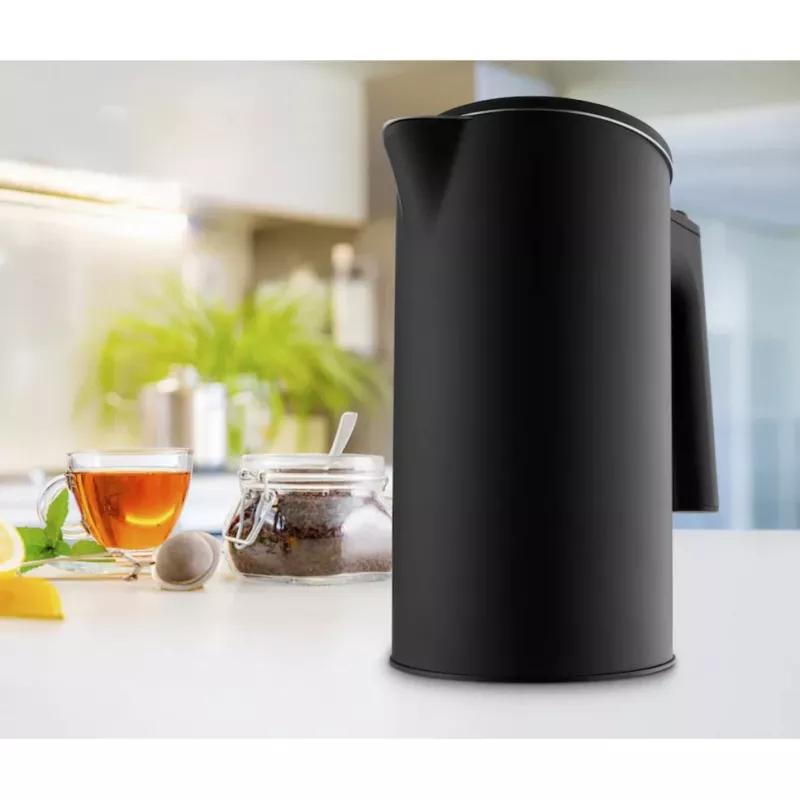 Chaleira elétrica MEDION MD 12106 1,5L 2200W preta aço inoxidável com função de manutenção de temperatura