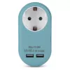 ENTAC Adaptador de tomada com 2x USB-A azul