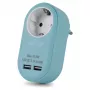 ENTAC Adaptador de tomada com 2x USB-A azul