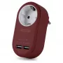 ENTAC adaptador de tomada com 2x USB-A bordeaux