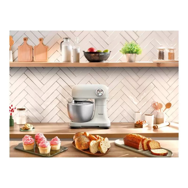 Batedeira TEFAL QB140AF0 Bake Easy, 500 W, 12 velocidades, taça de 3,5 L, bege