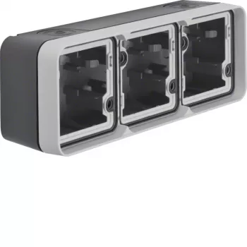 Hager WNA683 Parte inferior de caixa de montagem à superfície 3 vias horizontal com moldura e entrada de cabo, branco puro