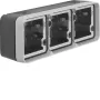 Hager WNA683 Parte inferior de caixa de montagem à superfície 3 vias horizontal com moldura e entrada de cabo, branco puro