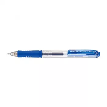 Pentel Hybrid Gel Grip Caneta de Gel Retrátil - Tinta Azul - 0,7 mm Ponta Média - Clipe Metálico - Corpo Azul Transparente