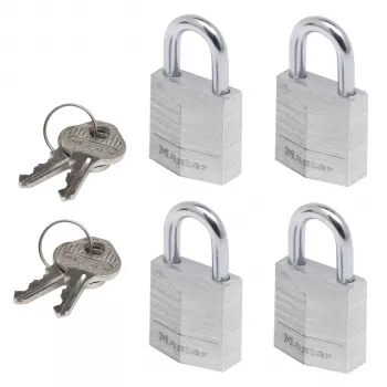 Master Lock 9120EURQNOPCC Cadeado de Aço Laminado Pack de 4 Chave Igual Largura do Corpo 20 mm