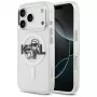 Karl Lagerfeld IML Glitter Karl & Choupette Sketch Logo MagSafe Case para iPhone 17 Pro, transparente